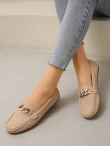 Women Flat Shoes, 2025 New Style Slip-On Casual Shoes, Tassels Versatile Soft Bottom Moccasins, Elegant And Generous, Lightweight And Comfortable Flat Shoes - Khaki - View 2