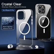 [1pc Magnetic Phone Case] Transparent Acrylic Magnetic Phone Case Suitable For Iphone 16 Promax Phone Case, Iphone 15 Plus Upgrade [Compatible With Magsafe] Shock-Absorbing Bumper - Transparent Iphone 14 - Clear - View 2