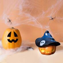 樹脂製ハロウィンセンターピース - ミニカボチャと幽霊の像セット（不気味なテーブルデコレーション用）（家庭/オフィス向け） - 黄色 - チェックする 1