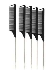 Rat Tail Comb Steel Pin Rat Tail Carbon Fiber Heat Resistant Teasing Combs With Stainless Steel Pintail