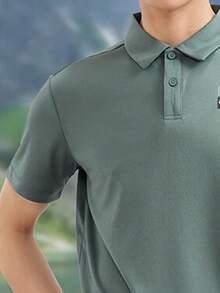 CAMEL CROWN Men's Quick-Dry Short-Sleeved Polo Shirt, Spring And Summer Outdoor Sports T-Shirt, Polo Shirt, Casual T-Shirt, Loose-Fitting Top, Quick-Dry, Ice-Cool Short-Sleeved Shirt. - Dark Blue - View 3