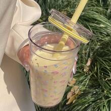 HILAKE Botella de agua de 16 onzas con estampado floral y de moño - Portátil, duradera y reutilizable con pajita y tapa, diseño de estampado de flores y moños - Perfecta para hidratarse en verano, café helado, jugos, sodas y batidos - Regalo ideal para cumpleaños y fiestas - Accesorio imprescindible para la oficina - Multicolor - Ver 8