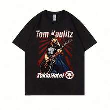 German Rock Band Tokio Hotel Tom Kaulitz Graphic T-Shirt  Vintage Punk Gothic  Male Hip Hop Oversized Short Sve S220G Pure Cotton T-Shirt - Casual Style, Perfect For Fall And Winter, A Thoughtful Day Gift For Family And  Tops For Wo Vintage Clothes Wo Clothes Wo Vintage Wo Tops Mujer Cute Tops Wo Cotton Wo Clog Halloween Camisas Summer Clothes Wo Casual Punk Western Tops Wo Fourth Of July Outfit Kpop Cowboy Outfits For Wo Ry Ropa 100% Cotton Y2k Ing Cute Gothic Wo Clothes Black And White Top Vintage Tops Cloth For Wo White Goth Inawly Retro Clothes For Wo Korean Fashion Wo Camisas Para Mujer - Black - View 1