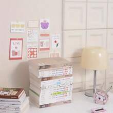 1pc Cartoon Storage Box, Foldable Dustproof Storage Rack, Transparent Zipper Storage Bag, Portable Handle Multi-Function Large-Capacity Toy Box, Suitable For Office, Home, Teacher Supplies, School Study, Stationery Supplies, Back-School Season Gifts,Back To School,School Supplies