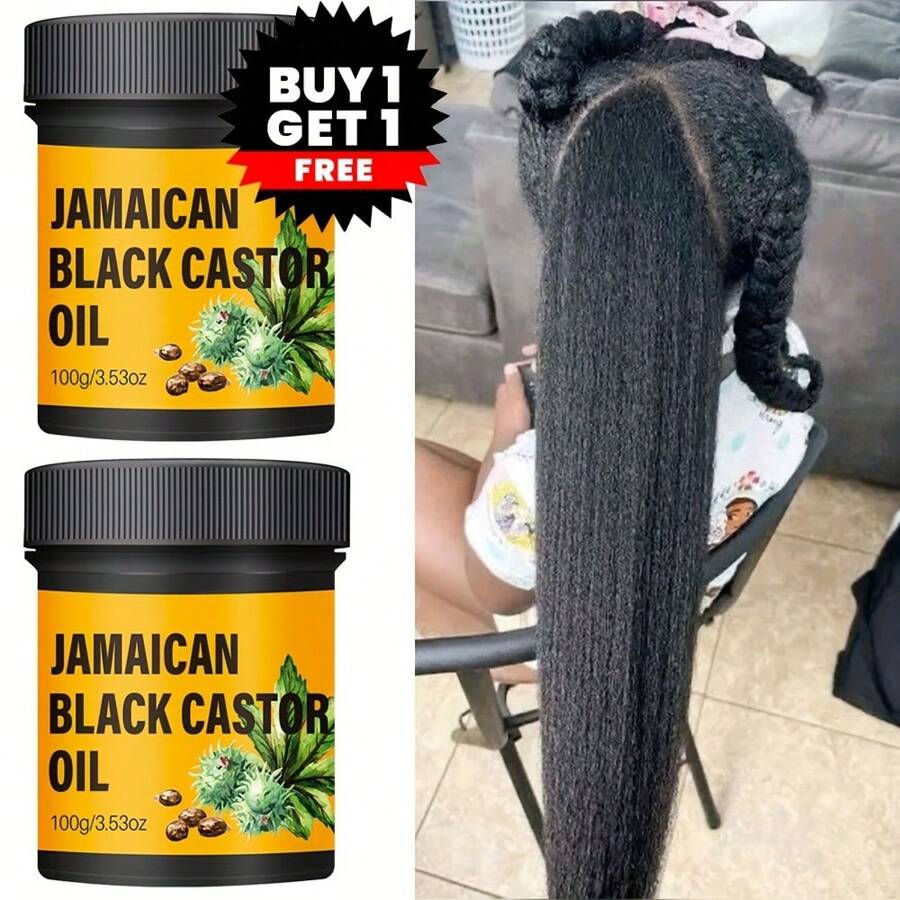 2PCS 100g Jamaican Castor Oil Hair Care, Pure Natural Cold Pressed, Moisturizing And Nourishing The Scalp And Hair Roots, Making The Hair Thicker, Stronger And Healthier, Suitable For All Hair Types Including Curly Hair, Suitable For Both Men And Women