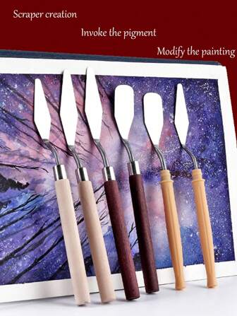 Set de 3 herramientas especificas para raspar pintura, incluye cuchillas para mezclar colores, cuchilla en forma de pala y cuchilla para raspar, útiles escolares para regreso a clases