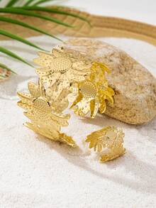 1pc Minimalist Geometric Petal Charm Bracelet, Suitable For Women Everyday Wear - Petal Armlet - View 10