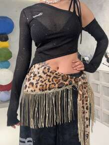 个性豹纹亮片爵士舞腰巾 | 街舞/嘻哈/肚皮舞臀帘配饰