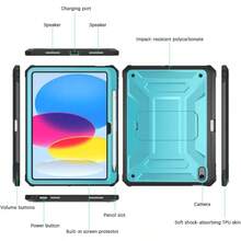 DICEKOO Case For IPad (A16) 11th Generation 11-Inch 2025 / IPad 10th Generation 10.9-Inch 2022, Rugged Full Body Protective Cover With Pencil Holder, Built-In Screen Protector And Kickstand - Black - Blue - View 9