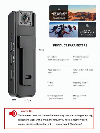 Mini Pocket Camera, 1080p FHD Sports Action Portable Small Body Rotating Outdoor Bicycle Recorder Camcorder, Cycling DV Battery Powered, Work view 9