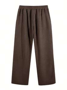 Men's Corduroy Loose Straight Casual Pants, Solid Color Sweatpants, Suitable For Daily Wear And Travel, Valentine's Day Gift - Brown - View 2