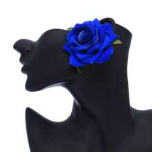 4 pares de pendientes elegantes con flores de rosa de terciopelo, aretes con flores 3D exagerados, joyería nupcial de alta gama, accesorios de moda, regalo de estilo vacacional para mujeres