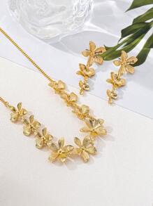 3 Stück modisches, elegantes Metall Schmuckset inklusive Ohrringe und Halskette, geeignet für Frauen Partys, Bankette und den täglichen Outfit