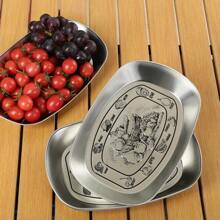 Retro Tinplate Tray, Household Stainless Steel Camping And Picnic Plate, Snack, Fried Food, Barbecue, Fruit Plate, And Food Preparation Plate