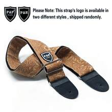 P&P 吉他背带 80-136cm可调节刺绣吉他背带加宽加厚适用于电声木吉他贝斯腰带乐器吉他配件（此款背带的logo有两种不同款式可选，随机发货）