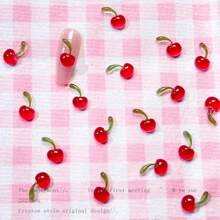 20/50 Stück süße 3D Mini rote Kirsche Nail Art Accessoires Harz Frucht Nail Charms Schmuck Nail Art Dekorationen Teile Diy Maniküre Werkzeuge Nail Zubehör Nägel Nail Gems