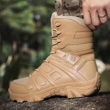 Men's Tactical Boots Military Combat Boots Hiking Shoes, Jungle Boots, Duty Boots, Mens Work Boots, Zipper Boots, Desert Boots With Zipper, Breathable Lightweight Anti-Skid For Mountaineering Hiking Exploration Tactical All-Season Lightweight Non-Slip High Top Boots For Outdoor Hunting Work - 卡其色 - 查看 7