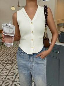 فستان كاجوال للنساء لفصل الصيف، بياقة بولو، أزرار إنجليزية، كارديجان محبوك، كنزة صوفية قصيرة أنيقة كاجوال، فست علوي محبوك مناسب للعمل والمكتب