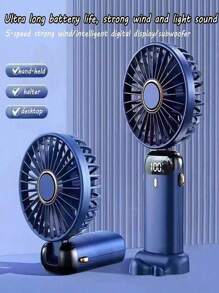Ventilador pequeño multifuncional de 5 velocidades, ventilador pequeño con carga USB, pantalla digital, plegable, activado por toque, apto para oficinas, dormitorios, camas, lectura y escritura
