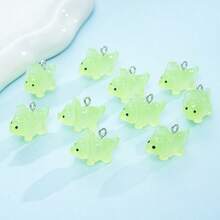 10pcs Glow-In-The-Dark Dinosaur Resin Crafting Accessories, DIY Necklace Earring Keychain Animal Pendant - Multicolor - View 11