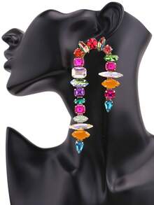 sehuoran 情人节礼物吊坠耳环闪亮流苏设计镶嵌水钻搭配日常服装派对配饰奢华珠宝 - Style 1 - 查看 12