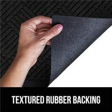 GORILLA GRIP 100% Impermeable Alfombra de Entrada WeatherMax para Todas las Estaciones, Diseñada en EE. UU., Caucho Natural, Resistente a Manchas y Desvanecimiento, Alfombras de Entrada de Bajo Perfil para Interior y Exterior, Fácil de Limpiar, 17x29 Diamante Gris - Diamante negro - Ver 6