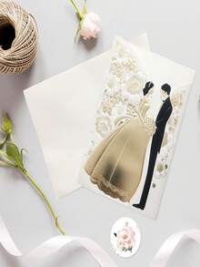 1/5 Set Bride And Groom Invitation Letters With Envelope Stickers 5 X 7 Inch Invitation Card Sheet Blank Invitation Letter, Wedding, Bridal Scene - Multicolor - View 4