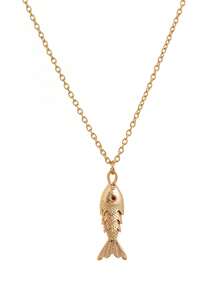 1 件可爱金色活动小鱼吊坠项链，镶嵌锆石，镀 18k 金，适合日常佩戴、旅行和派对，可送给妻子、母亲、女朋友、女士首饰、女士吊坠项链、镀金首饰