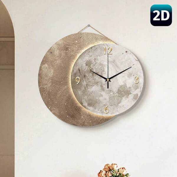 1 pièce Horloge murale 2D plate style scandinave, mouvement à balayage silencieux sans cadre, design moderne ultra-fin, style nordique. Décoration d'intérieur pour salon, chambre, café, bureau - sans bruit, pile, style minimaliste, œuvre d'art contemporaine