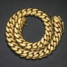 putouzip 20mm Chunky Thick 18K Gold Plated Stainless Steel Curb Punk Whip Link Chain Box Buckle Necklace For Men Hip Hop Jewelry - 20mm Golden Necklace - 查看 3