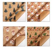 1pc 300x43cm Christmas Gift Wrapping Paper With Reindeer, Santa Claus, Christmas Tree Patterns, Gift Packaging Decoration Paper - Multicolor - View 7