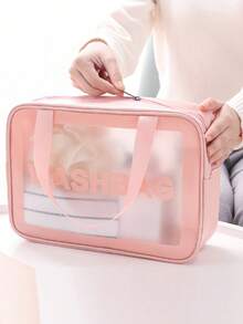 PU防水化妆包，大容量便携式旅行洗漱包，磨砂透明化妆品收纳包