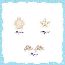 20/60/80/200 件可爱海龟和海星珠,适合夏季海滩脚链、手链、耳环、钥匙扣、吊坠、绿松石珠 - 白色 - 查看 10