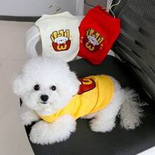 Cute Cartoon Pattern Pet Vest, Fit For Cats And Small Dogs, Waffle Texture, Suitable For Spring And Summer