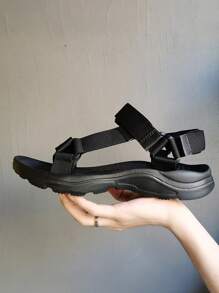 Men's Casual Fabric Sandals, Anti-Skid Hook & Loop Fastener Summer Beach Sandals For Outdoor Walking