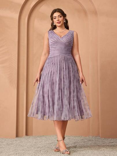 High-End V-Neck Print Pullover Maxi Dress