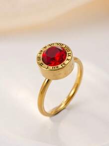 1 pieza Anillo de acero inoxidable chapado en oro de 18k con diamantes para mujer, accesorio elegante y de moda adecuado para uso diario, vacaciones, citas, regalo
