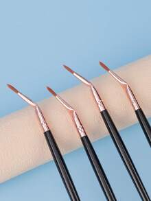 2/5/10pcs Blade Eyeliner Brush Ultra-Fine Flat Head Angled Eyebrow Brush Eyeliner Pen Brush Portable Makeup Tool Black & Gold - Multicolor - View 10