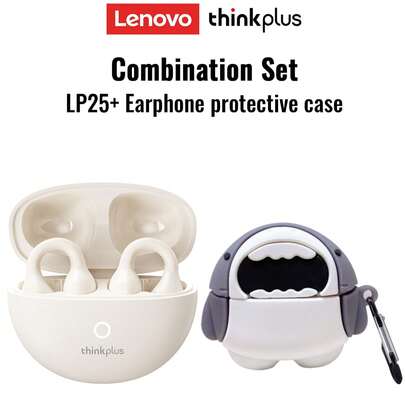 Lenovo 联想LP25蓝牙耳机，带保护盒，骨传导运动耳机，蓝牙5.4，环绕立体声，ENC主动降噪，低延迟游戏体验，超长续航，智能触控，佩戴舒适，兼容苹果、安卓和平板电脑。