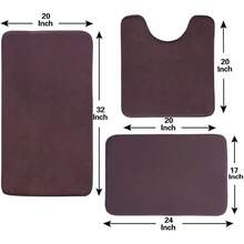 Entrega local - Juego de alfombra de baño, tapa de inodoro y tapa de tanque de espuma de memoria Madeals de 3 piezas, color negro - Marrón - Ver 7
