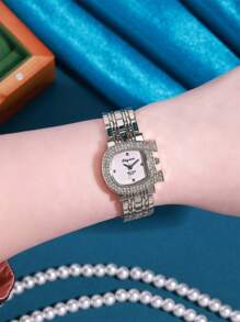 1PC Women's Watches New Light Luxury Niche Watch For Women High Appearance Fashion Dial Quartz Wristwatch Fashionable Women's Casual Stainless Steel Band Quartz Daily Waterproof