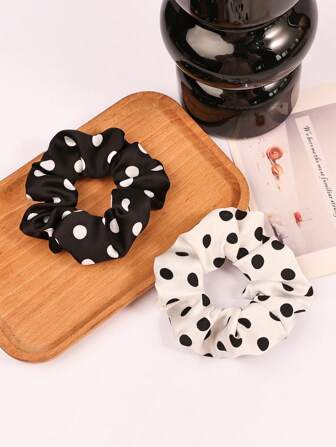 2条波点印花超大号无损弹力发圈，发绳，发圈，发饰，马尾辫发圈，发圈，橡皮筋发带，发圈，发绳发箍