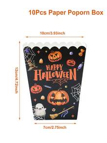 10 Piezas Cajas de Palomitas de Maíz de Halloween, Diseño de Castillo de Calabaza Espeluznante Murciélago Truco o Caja de Bocadillos y Dulces, Decoraciones de Halloween, Recipiente para Galletas de Halloween, Caja de Alimentos de Papel, Caja de Regalo, Decoración del Hogar, Decoración de Mesa de Cocina, Decoración de Halloween Feliz, Suministros para Fiestas de Halloween, Decoración de Vajilla - Multicolor - Ver 12