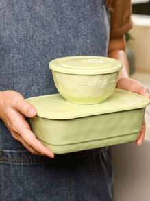 1pc Ceramic Bento Box, Square Compartment Lunch Plate, Airtight Meal Prep Container, High-Quality Lunch Box For Students