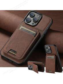 Funda de teléfono con soporte y tarjetero de piel sintética (PU) para 16 Pro Max, 15 Plus, 14, 13, 12, 11, y S25, S24 Ultra, S23, S22, y Pixel 9 Pro XL, 8A, 7 en colores negro, marrón, azul, morado y rosa