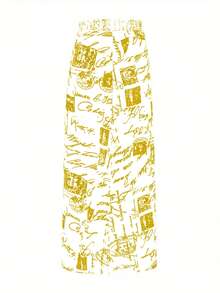 1pc Plus Size A-Line Midi Skirt, Geometric Print, Pockets, Versatile For All Seasons - Yellowish White - View 3