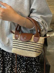 Bolso de mano con forma de silla de montar de paja, bolso de playa de verano, bolso de hombro/cruzado artístico de nicho, bolsita casual para el teléfono