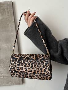 Vintage Colorblock Leopard Print Elegant Shoulder Underarm Bag, Leopard Print Purse For Women Leopard Comeback - Khaki - View 1