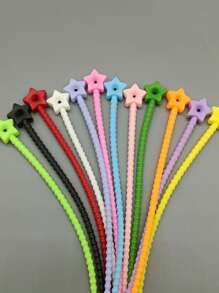10 pièces attache-câbles en silicone de design étoilé coloré, couleur aléatoire