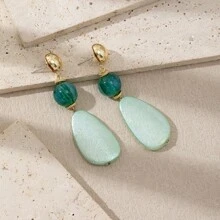 1 Pair Handmade Bohemian Style Resin Water Drop Dangle Earrings For Women, Unique Design & Colors, Irregular